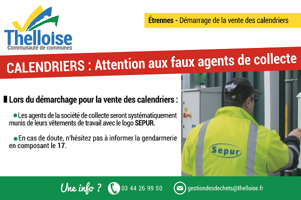CALENDRIERS: Attention aux faux agents de collecte
