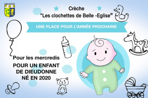 Média réf. 6576 (1/1): Place de disponible à la crèche des clochettes Média réf. 6576 (1/1): Place de disponible à la crèche des clochettes