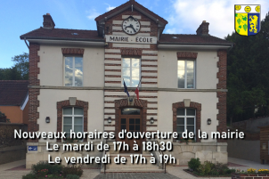 Nouveaux horaires d'ouverture de la mairie...