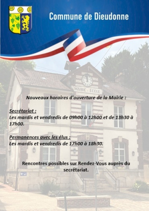 Mairie : Nouveaux horaires