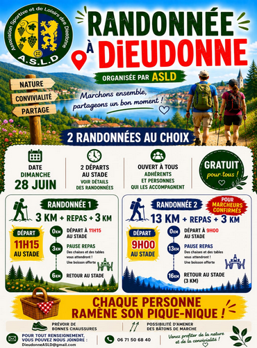 Randonnées organisées par l'ASLD le 28 Juin 2026