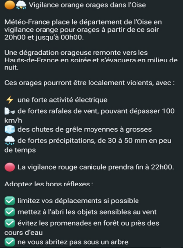 ALERTE Vigilance ORANGE orages