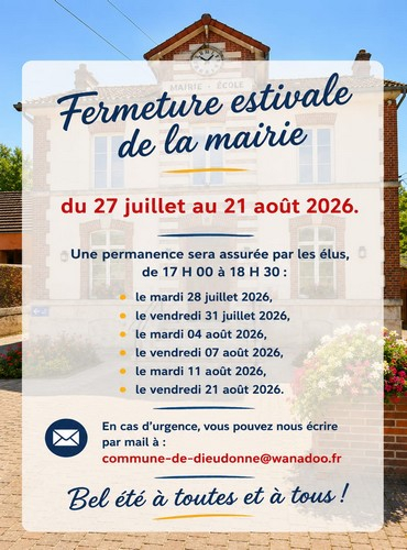 Fermeture estivale de la Mairie