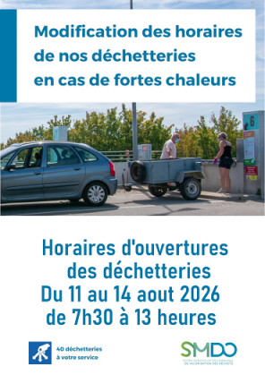 SMDO modification temporairement des heures d'ouverture