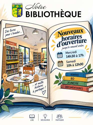 Bibliothèque : Nouveaux horaires